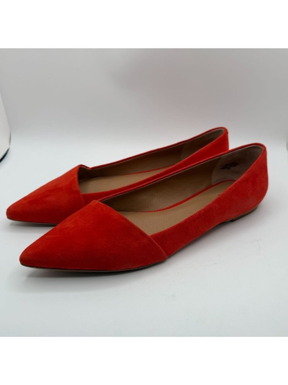 Crown Vintage Noelle Ballet Flats Women Size 10M Orange Suede Pointe Toe Shoes
